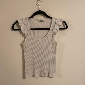 White Ribbed Tank Top